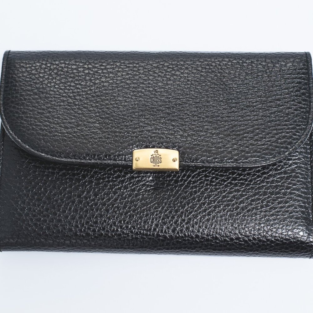 Mark Cross Black Pebbled Leather Wallet Clutch - Vintage NWT